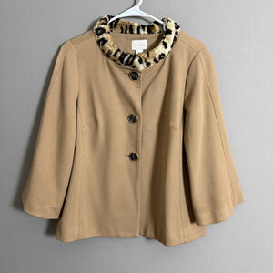 Chico's sz 0 tab black‎ animal print cropped jacket